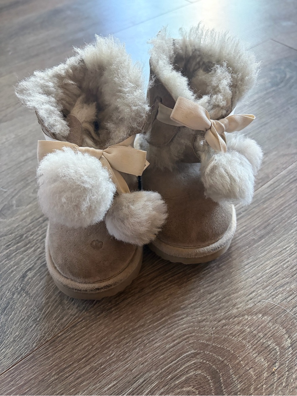 UGG Kids Chestnut Pom Pom Shearling Boots